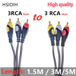 3RCA do 3 RCA z męskiego na męskie kabel Audio pozłacany kabel AV wtyczka RCA kabel wideo dla DVD VCD telewizor-top Box wzmacniacz