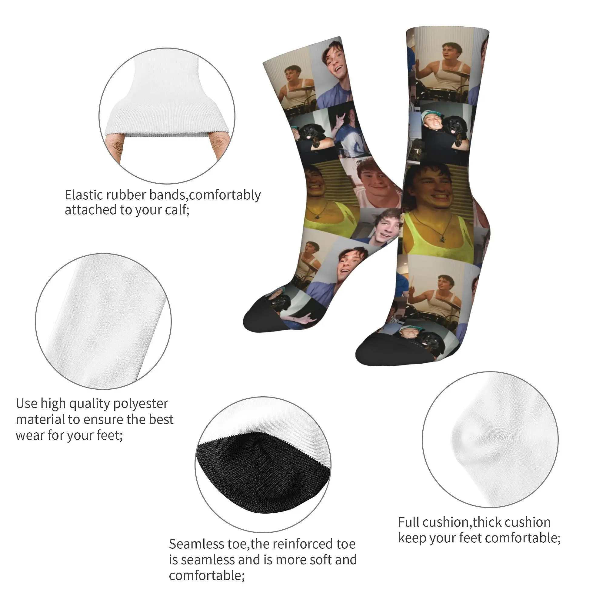 Drew Starkey Photo Collage Winter Warm Cool Men's Women'sSocks Rafe Cameron Actor Breathable Crew Socks