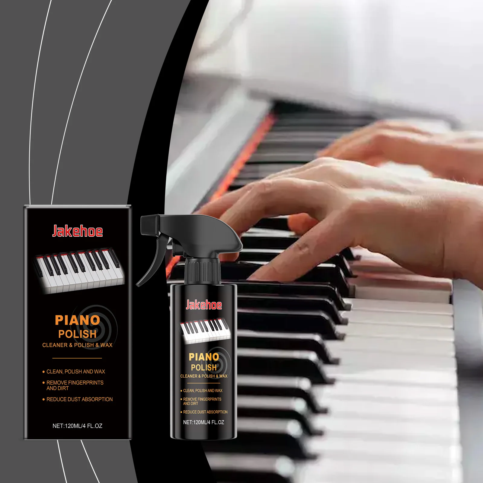 Spray para superficies de piano: limpiador de llaves de 250 ml, spray para teclado para quitar el polvo |   Pulido Mist Piano Care Spray Limpiador de acabado brillante, Sur