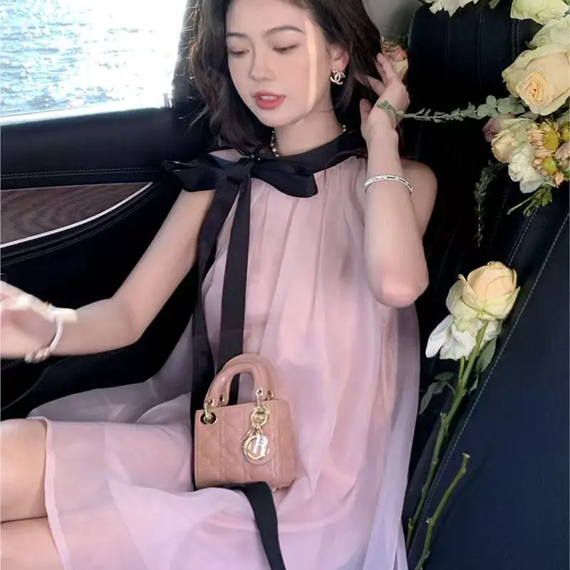 

New Gentle Style Loose Strapless Dress Beach Vacation Loose Waist Design Sweet Birthday Women's Fashion Elegant Gown