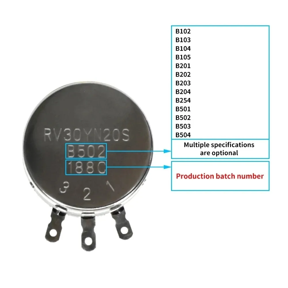 10PCS RV30YN20S B102 B202 B502 B103 B204 B503 B104 B105 1K 5K 20K 10K 100K 1M RV30YN Single Turn Rotary Carbon Potentiometer