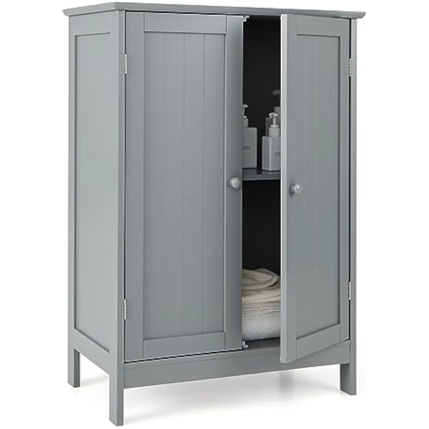 

Storage Cabinet with Doors and Shelves - Freestanding Storage Organizer with Anti-Tipping Device, Entryway Storage Unit for Li