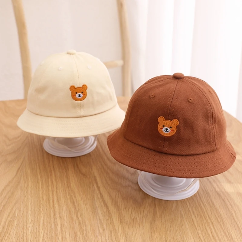 Cartoon Bear Baby Sun Hat Primavera Verão Crianças Balde Chapéus Meninos Meninas Praia Ao Ar Livre Wide Brim Mesh Fisherman Cap Chapéu Panamá