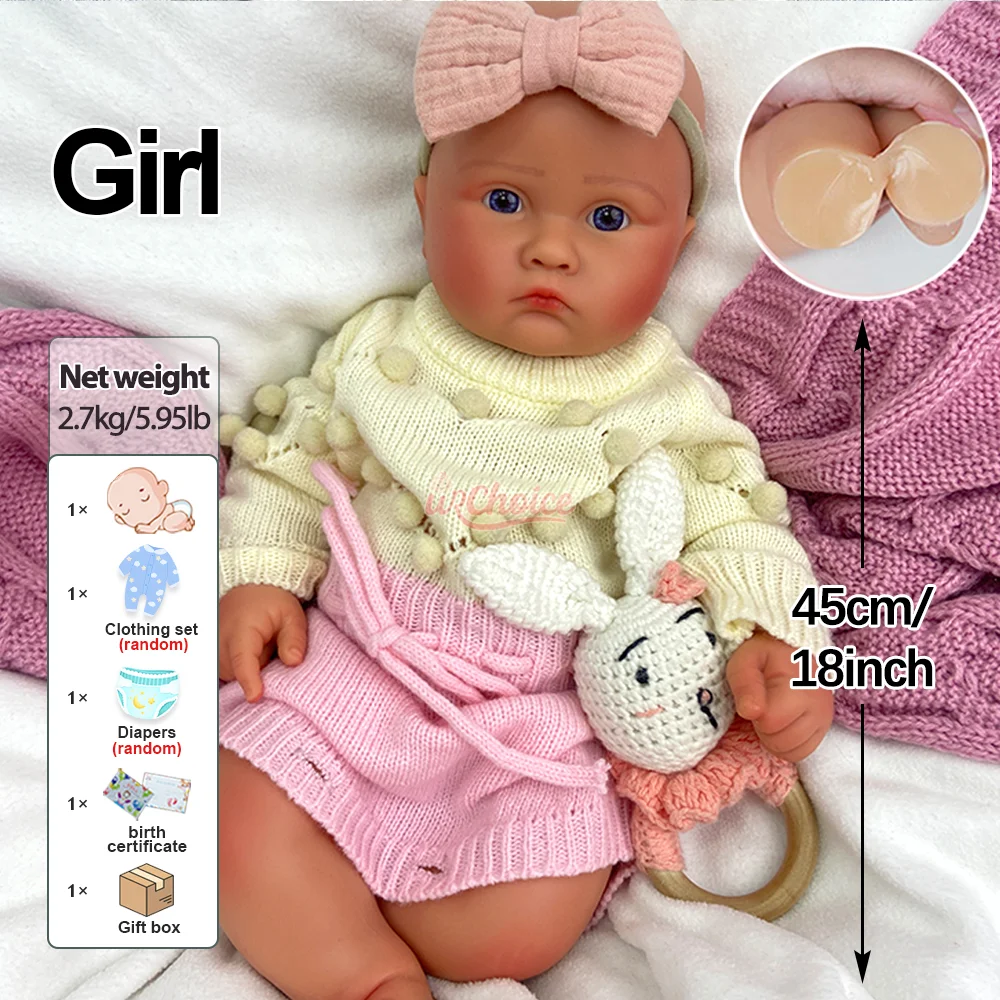 Entzückende Künstler-Kollektion, 45,7 cm, Silikon, wiedergeborenes Baby, handgefertigte wiedergeborene Puppe, lebensechte Neugeborene, perfektes Geschenk für Puppenliebhaber