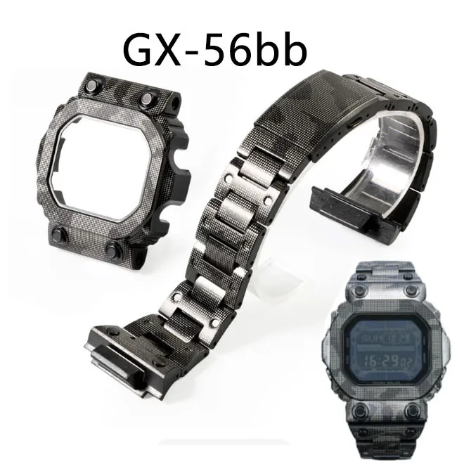 

For G-SHOCK Casio GX-56 GX-56BB GXW-56 Stainless Steel Set Camouflage Stainless Steel Strap Case Big G Large Block Modification