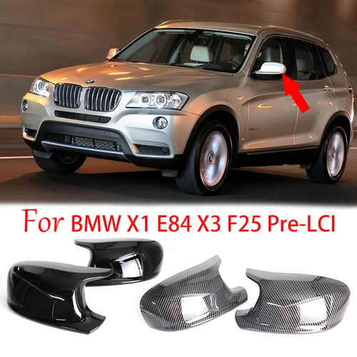 Tapa de la cubierta del espejo retrovisor negro brillante de la mejor calidad para BMW X1 E84 X3 F25 Pre-LCI 2010 2011 2012 2013 entrega rápida al por mayor