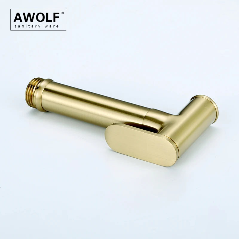 Awolf Brushed Gold Toilet Bidet Sprayer Hygienic Shower for Bathroom Solid Brass Anal Shower System Bath Shattaf for WC AP2340