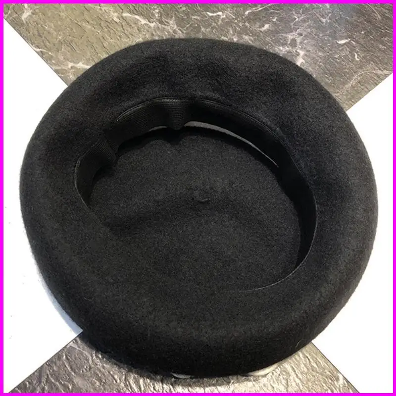 ヴィンテージ ベレー帽 ペインター ハット パール フラワー ウィンター ビーニーハット ブラック オールマッチ