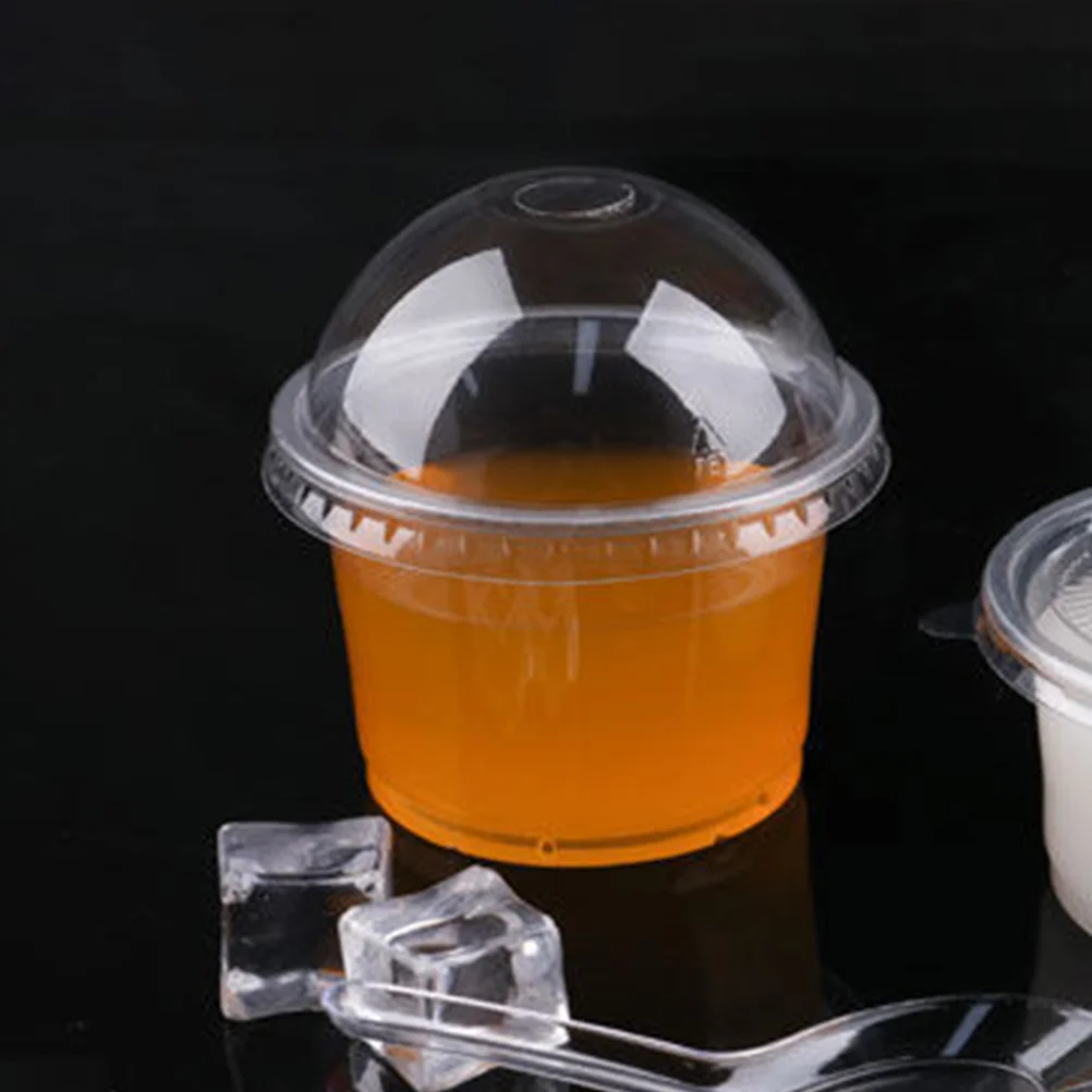 Copos De Sobremesa De Plástico Descartáveis Com Tampas, Copos De Pudim, Copos para Sorvete De Sopa Sundaes, 50pcs