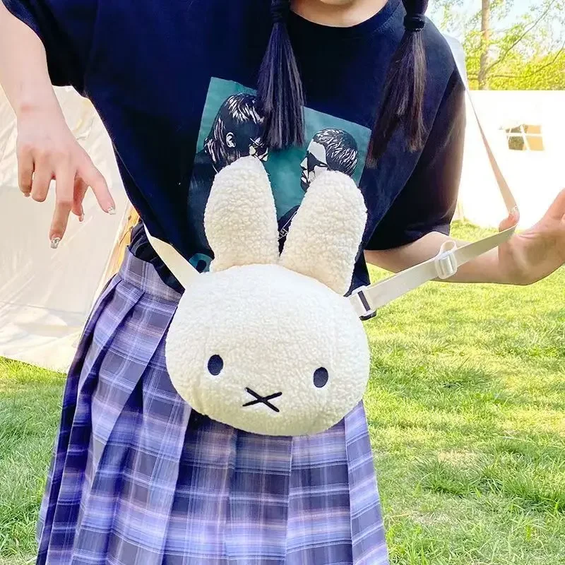 Cute Miffy Plush Backpack Girl Shoulder Crossbody Mobile Phone Storage Bag Children's Toy Home Decoration Gift view 3