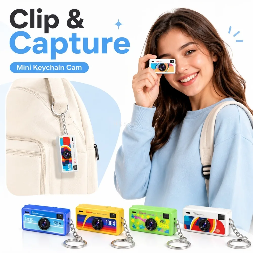 Portable Keychain Camera Mini Thumb Camcorder 1080p Retro Video Recorder with Flash Memory Card Support Party Use