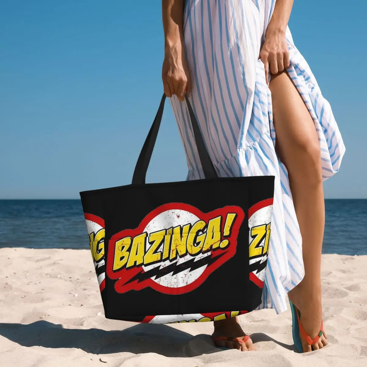 

Bazinga The Big Bang Theory Beach Tote Bag Sport Gym Yoga Duffle Large Tote Bag Women Travel Bag Fitness bag