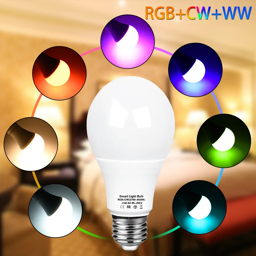 Alice Smart Light Bulb Led Bulb E27 Smart Lamp For Home 15W Wifi RGB Alexa Tuya Yandex Station Voice Control Dimmable 220V 110V