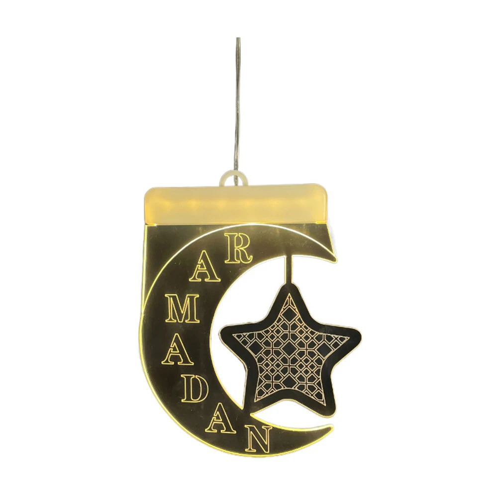 LED luci musulmane Moon Star Hanging Pendant decorazioni Ramadan 3D Moon Star Light Hanging Ornament Home Party Gifts Supplies