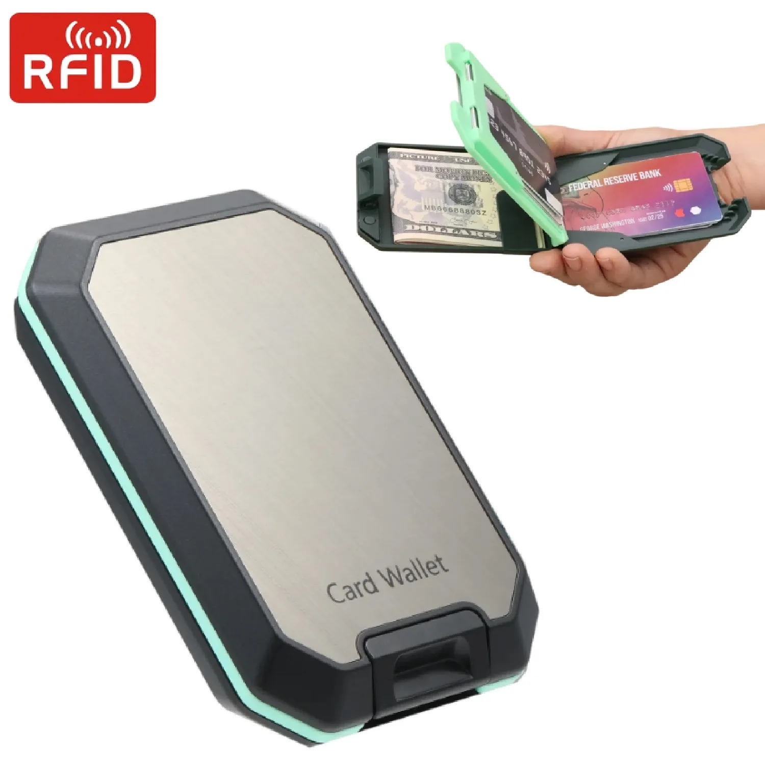 

Ultra-thin RFID Blocking Wallet Coin Purses Small Card Wallet Card Holder Case with Removable Money Clip Secure Crush Resistant