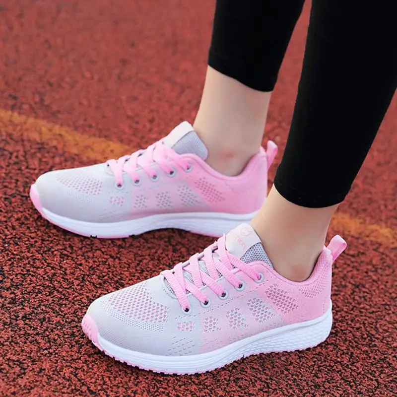 Sneakers For Women Fashion Breathable 2024 New Soft Comfortable Women Sneakers Mesh Fabric Lace Up Ladies Shoes Female Footwear