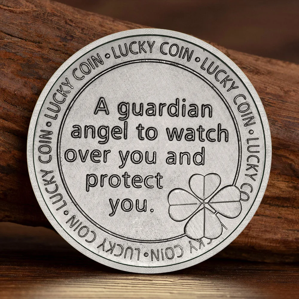 ملاك حارس لمشاهدةك وحمايةك عملة محظوظة قابلة للجمع مطلية بالنحاس عملات تذكارية لتزيين المنزل #2