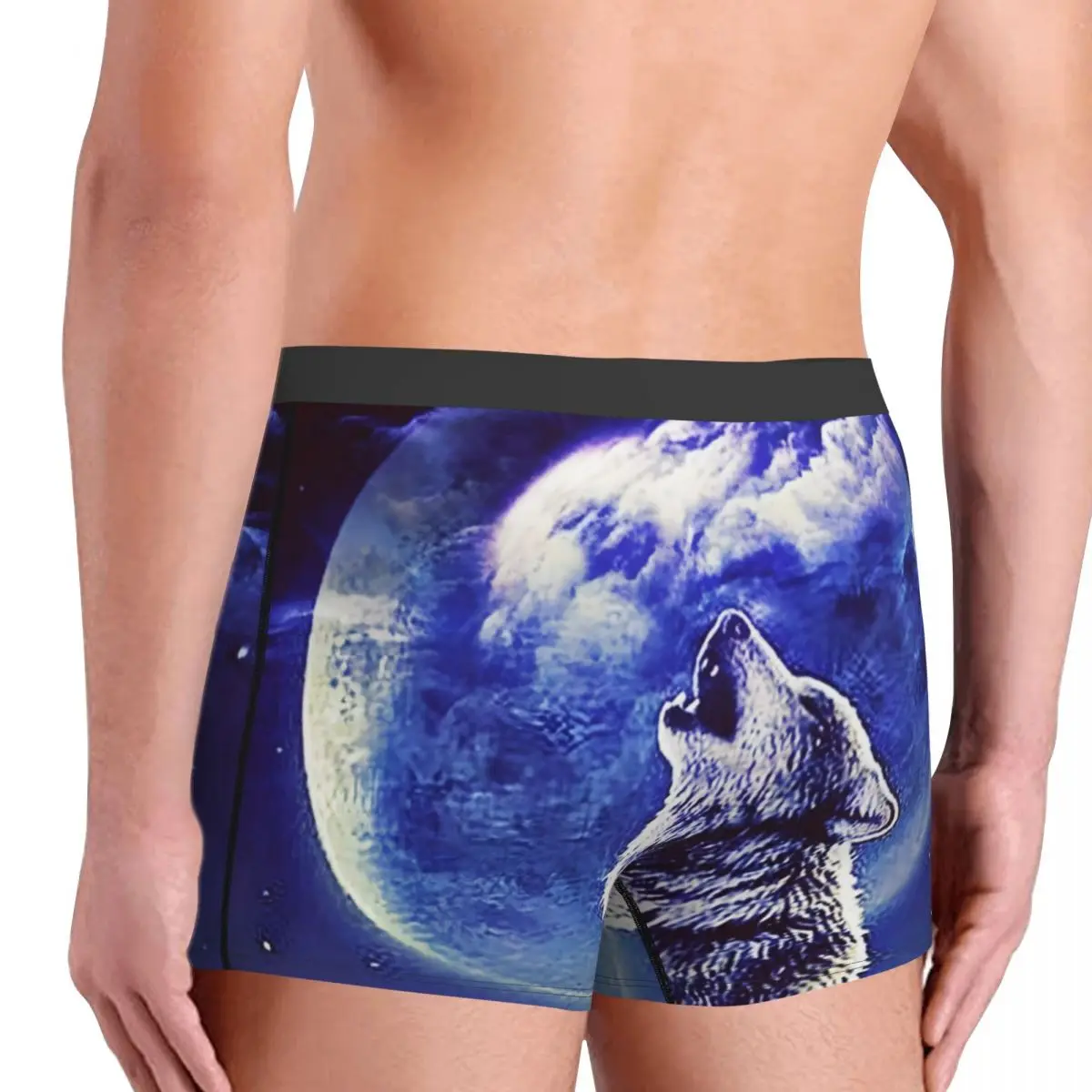 Space Galaxy Wolf Underpants Cotton Panties Man Underwear Sexy Cloud Moon Shorts Briefs