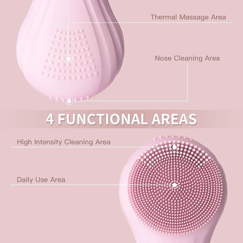 Sonic Facial Cleansing Brush Waterproof Electric Facial Cleaner Deep Cleaning Exfoliating Vibrating Rechargeable Face Cleanser