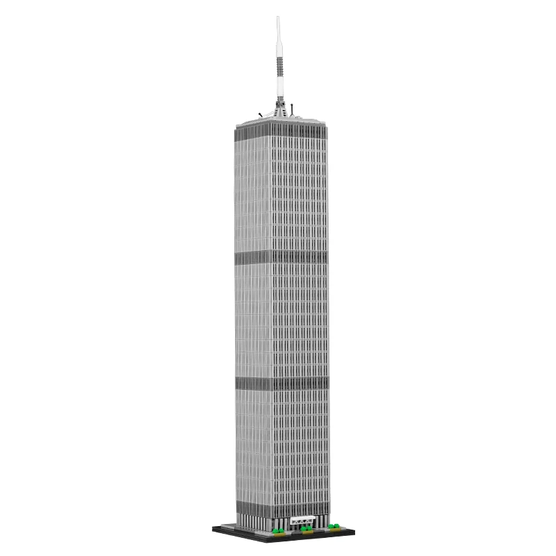 World Trade Center 1:800 Ratio City Iconic Architecture Model MOC-127129 Modular Buildings Blocks Diy Assemble Bricks Toys Gifts