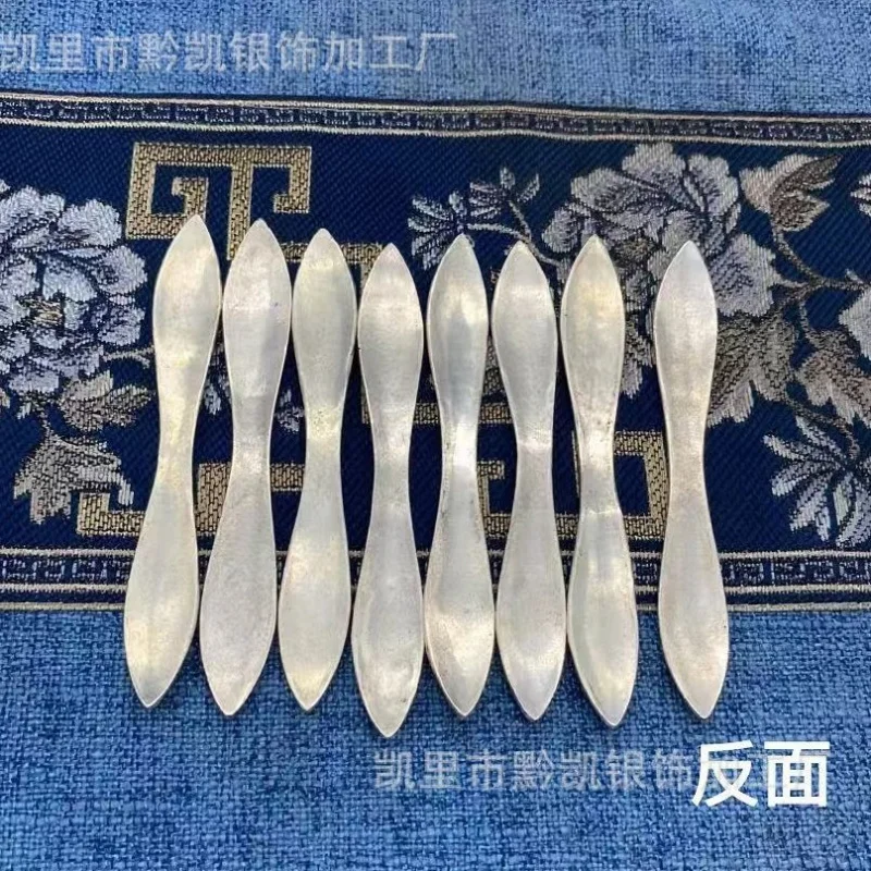 

Antique Collection Copper Silver-Plated Double Pointed Hairpin Classical Ethnic Style Hairpin Simple Hair Accessory