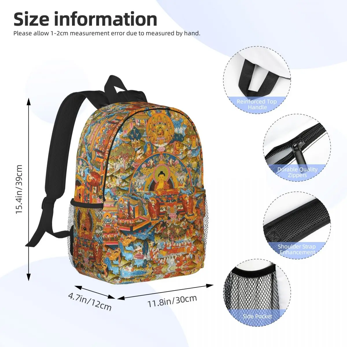 Tantric Buddhist Deity Buddhism God Buddha Backpack Student Boys Girls BookBag Men Women School Bag Laptop Shoulder Bags
