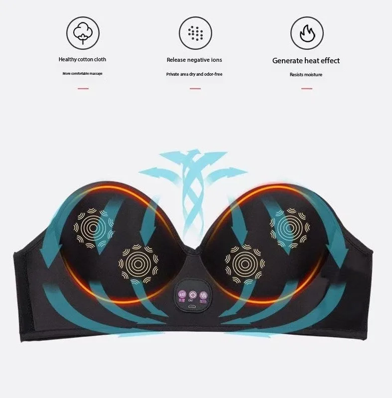 

Электрический массажный бюстгальтер для груди, беспроводной инструмент для увеличения груди с функцией горячего компресса, массажер для ухода за грудью