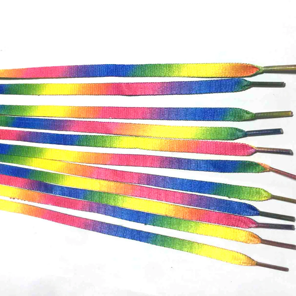 

12Pairs Rainbow Color Shoe Laces Gradient Flat Shoestrings for All Seasons Decorations Rainbow Color Shoe Laces