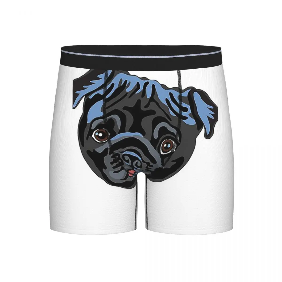 

Long Boxer Underpants Shorts Black Pug Pug Dog Panties Male Breathable Underwear for Homme Man Boyfriend Gift