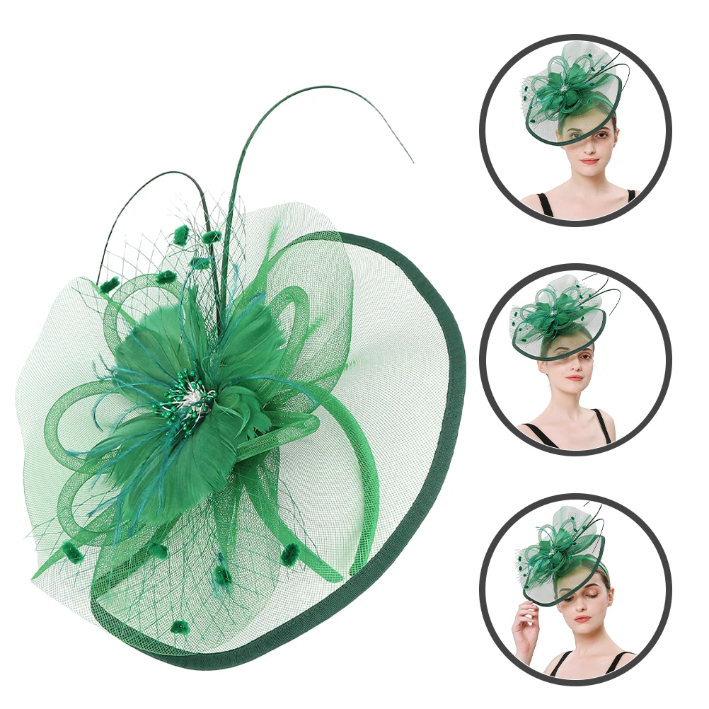 

Mesh Fascinator Hats for Women Green Hair Accessories Wedding Tea Party Prom Dress Hats For