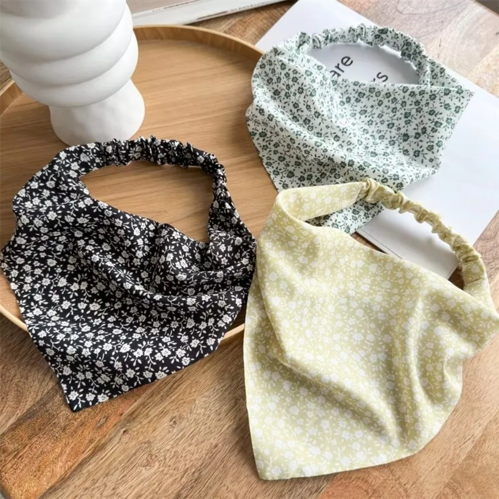 Summer Autumn Small Daisy Floral Fabric Bandanas Chiffon Elastic Band Ladies Turban Hair Accessories Girls