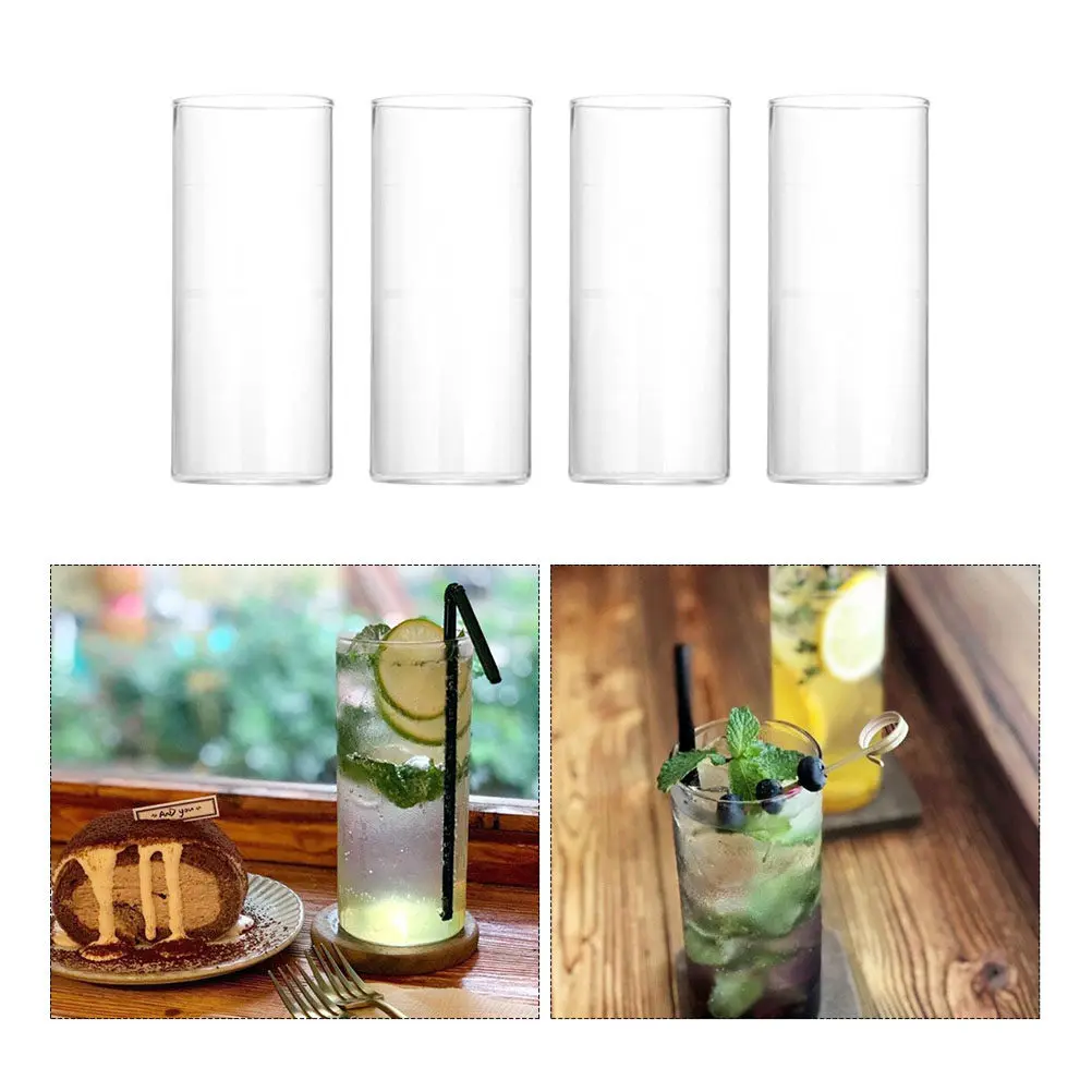 

4Pcs Transparent Heat-Resistant Glass Cup Set Elegant Whiskey Cocktail Wine Glass for Bar Home Hotel Party Birthday