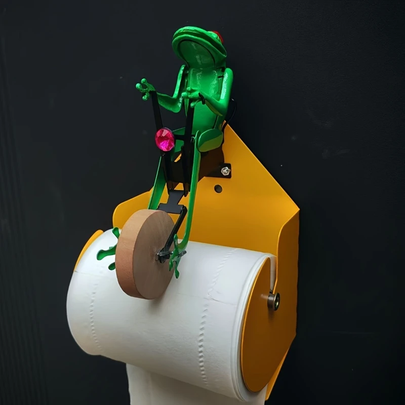 Creatives Frog Riding Unicycle Wall Mounted Paper Roll Holder - Unique Design, Perfect For Home Decoration Bathroom Wall