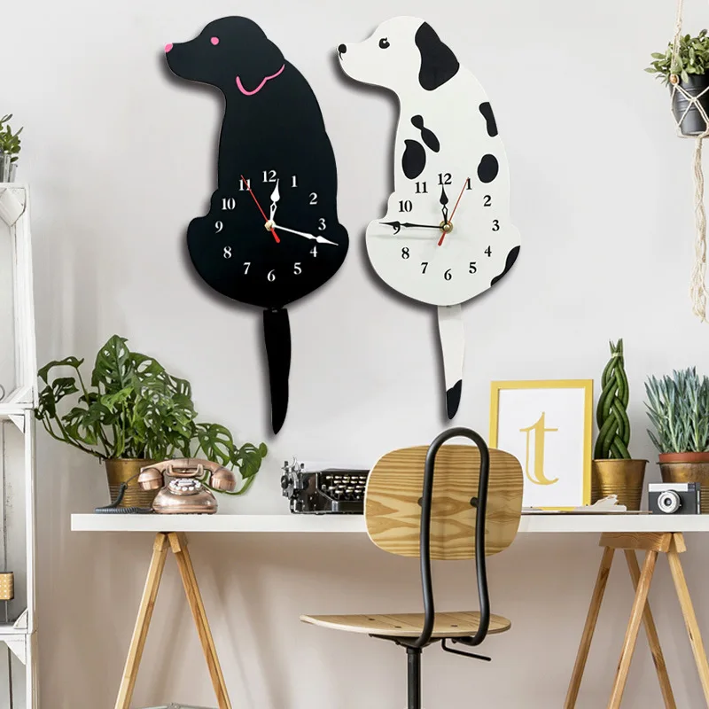 Rocking Tail Cat Hanging Clock Modern Children's Room Moving Tail Cat Clock Acrylic Mute Quartz Clock Acrylic Mirror Stickers