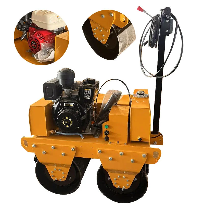 Picture 6: Walk Behind Manual Hand Vibratory Single/Double Drum Mini Road Roller for Sale