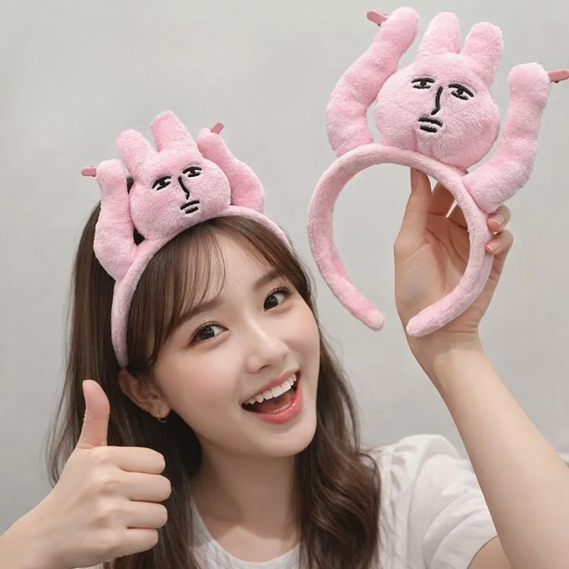 Diadema con orejas de conejo rosa para mujer, accesorio para el cabello de dibujos animados divertidos, traje informal para el Día de la independencia, 1-20 piezas