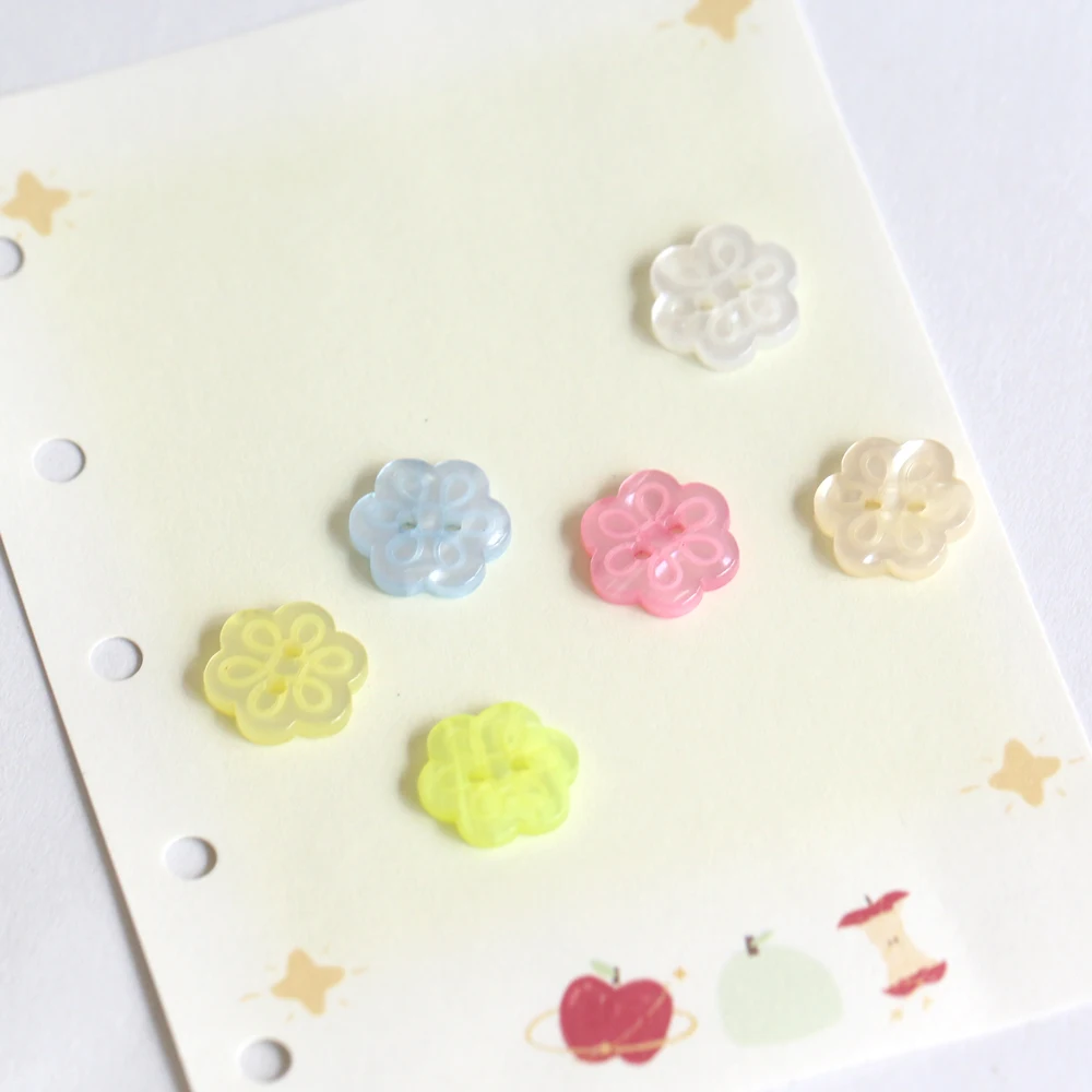 HENGC 30Pcs 11mm Colorful Flower Resin Buttons for Clothing Women Shirt Dress Blouse DIY Crafts Sewing Supplies