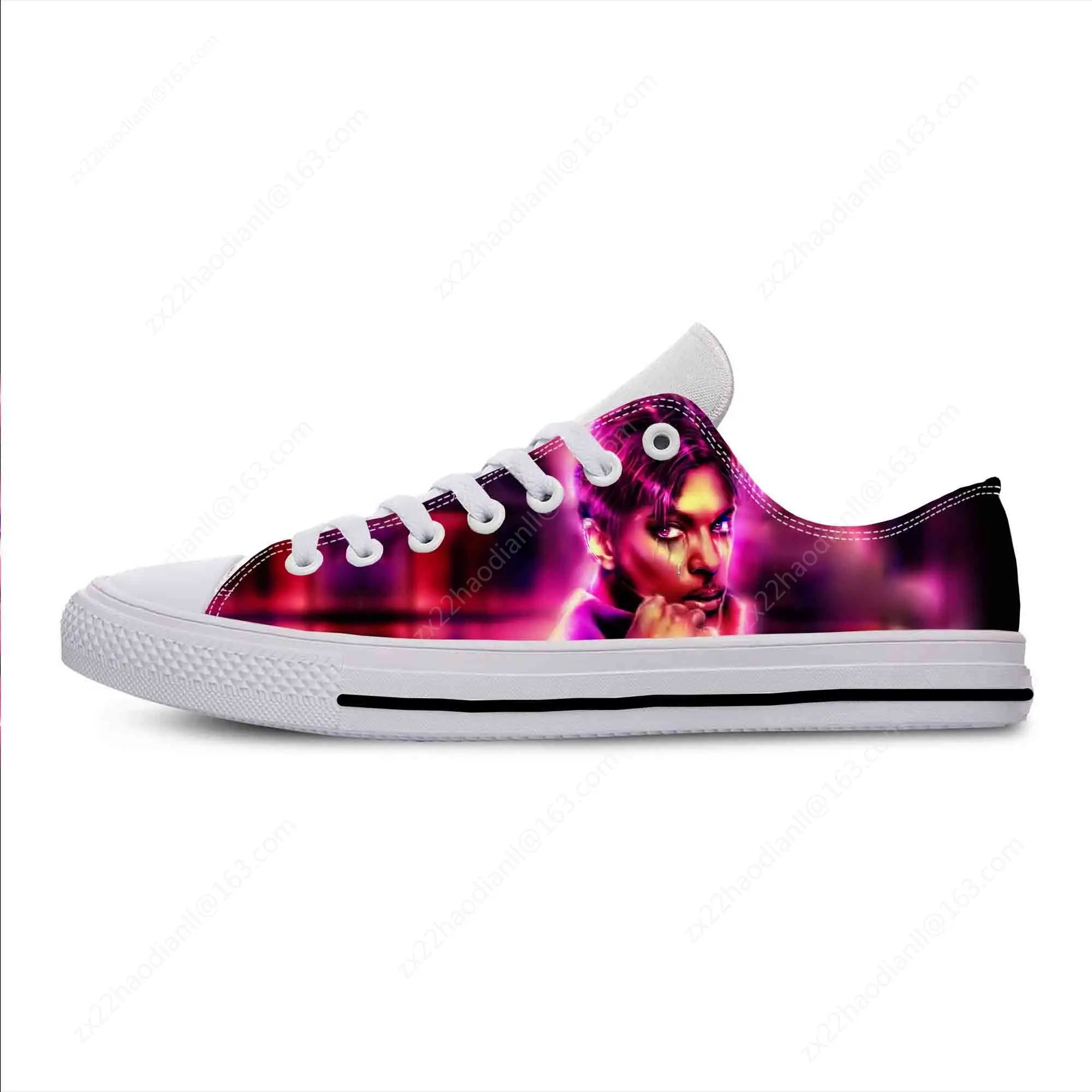 Hot Music Singer Prince Rogers Nelson Purple Rain Casual Cloth Shoes Low Top Breathable Lightweight 3D Print Men Women Sneakers