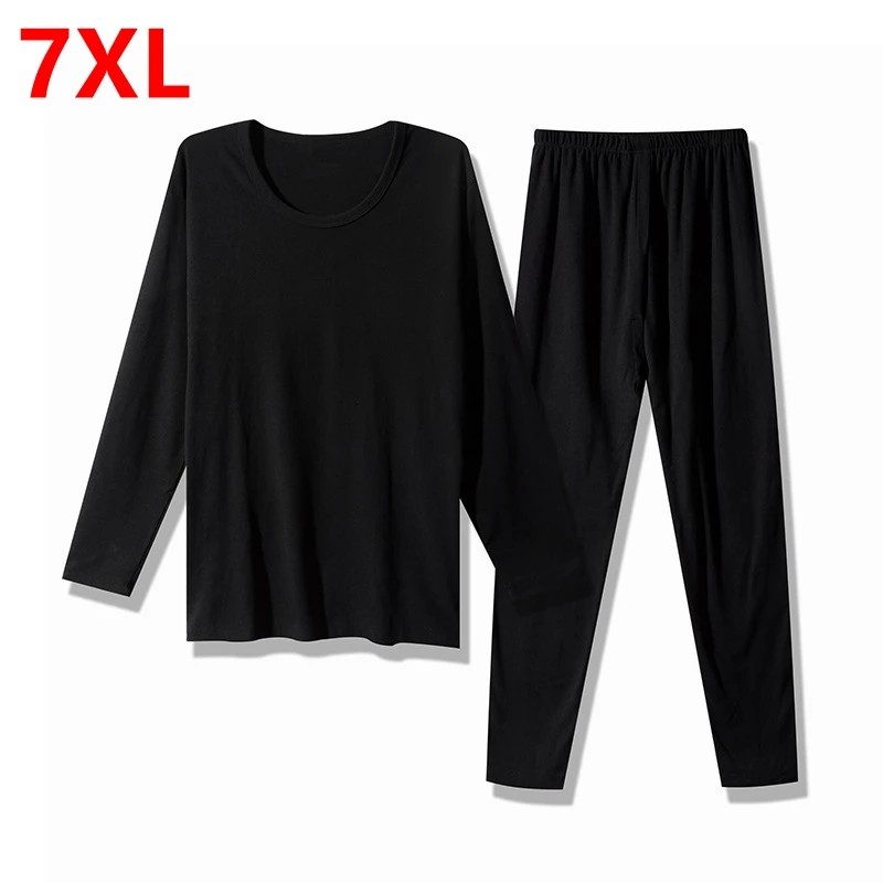 Men Autumn Winter Plus Size Warm Autumn Clothes Autumn Pants Cotton Trendy Man Elastic Long sleeved Underwear Set 130kg