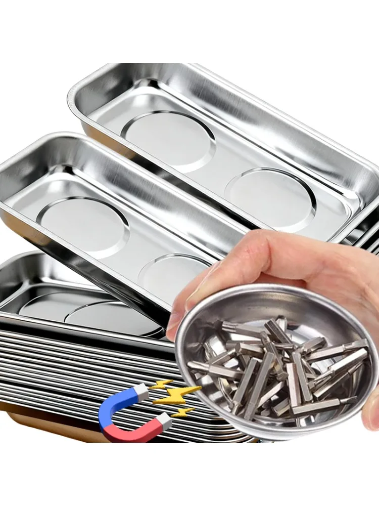 Plateau magnétique porte-outil magnétique rond rectangulaire bol magnétique organisateur d'outils plateau en acier inoxydable petites pièces support sécurisé