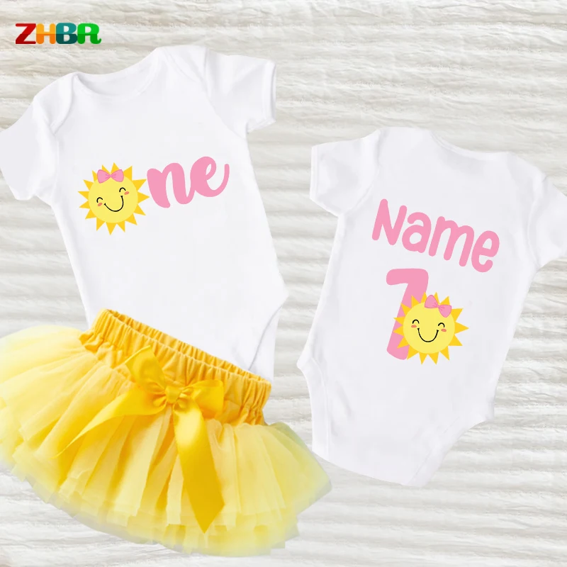 

Sunshine 1st Birthday Tutu Outfits First Birthday Shirts Romper Birthday Girl Toddler Baby Girl Matching Custom Name Onesies One