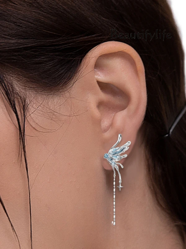 Light luxury designer high-end fringed earrings niche new exquisite daily wear