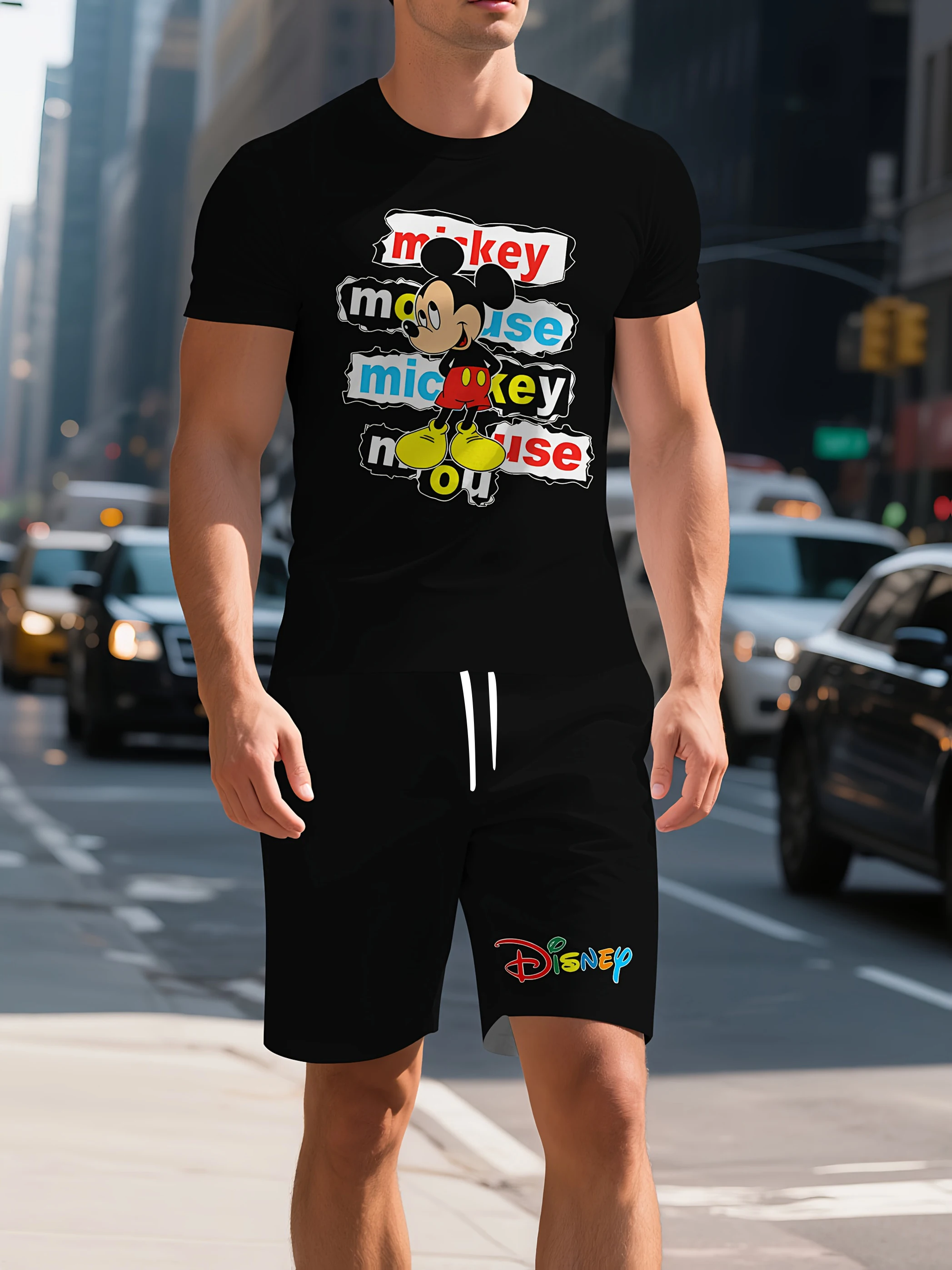 

Men's Casual Sports Set Mickey Mouse Donald Duck Fashion Short Sleeve T-Shirt And Shorts Unisex Couple Suit Tracksuit Suits Y2k