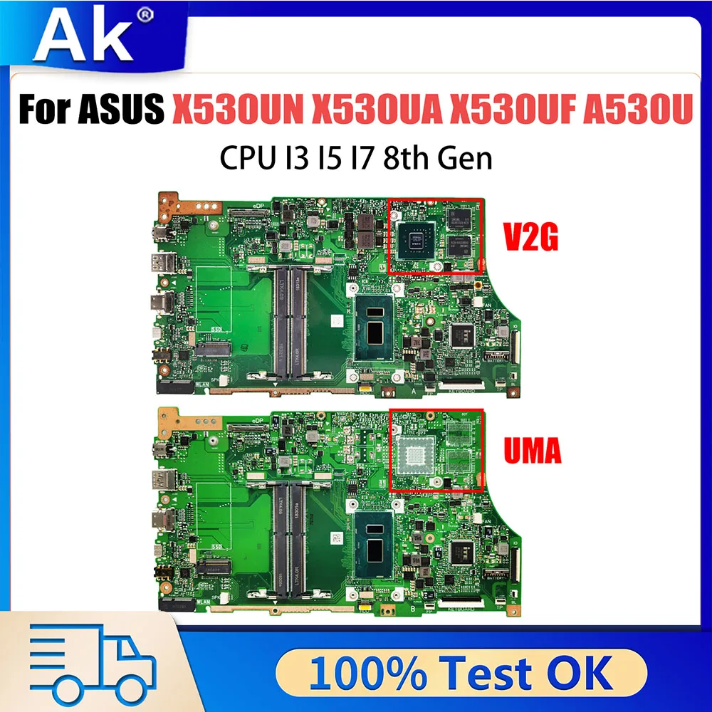 

X530UN Mainboard For ASUS X530UA X530UF A530U F530U V530U R530U K530U S530U X530UNO Laptop Motherboard I3 I5 8th CPU