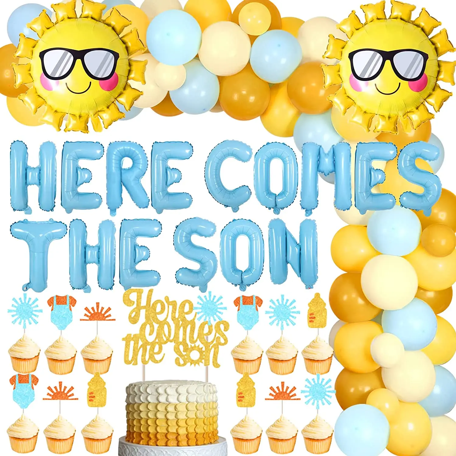 

Sursurprise-Baby Shower Decoration, Boho Sun Balloon, Garland Kit, Here Come The Son Banner, Baby Shower Decoration