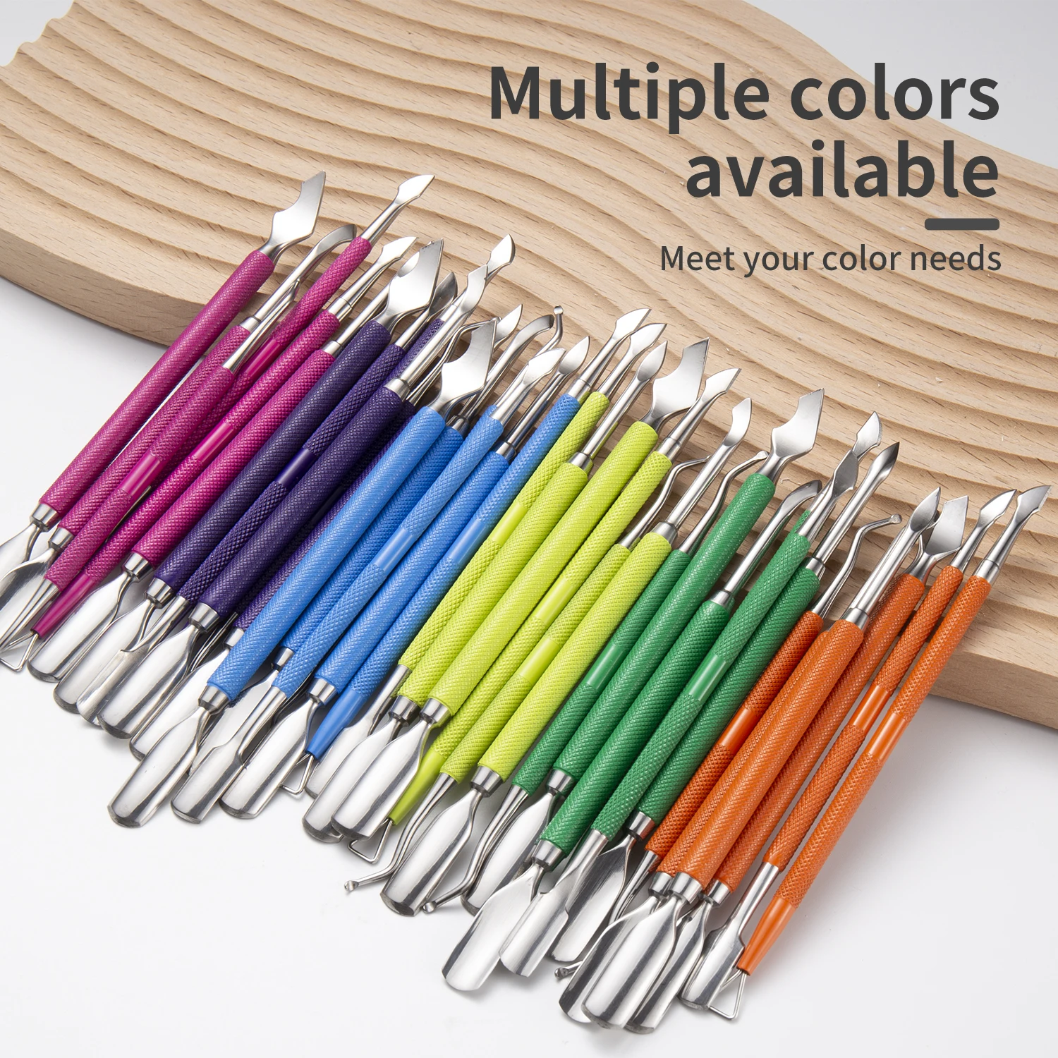 6PCS Double-ended Stainless Steel Cuticle Pusher High Quality Dead Skin Remover Comfortable Grip Nail Care Tool For Manicure Ped