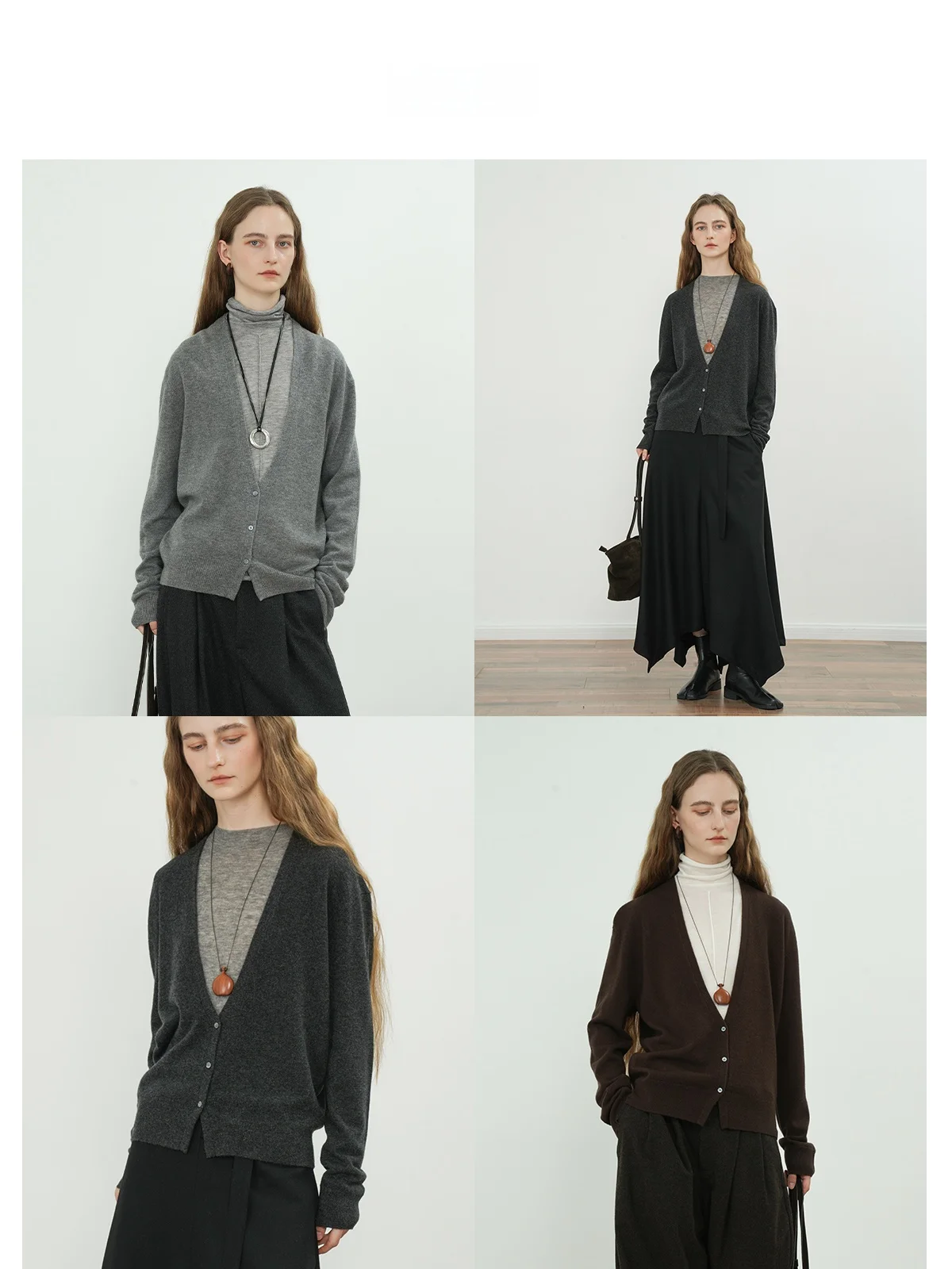 

JWSZ Casual Sle Knitted Cardigan Woolen Deep V-Ne Button Design Multi-Wear Layering Tool Soft Long Sve Women's Sweater