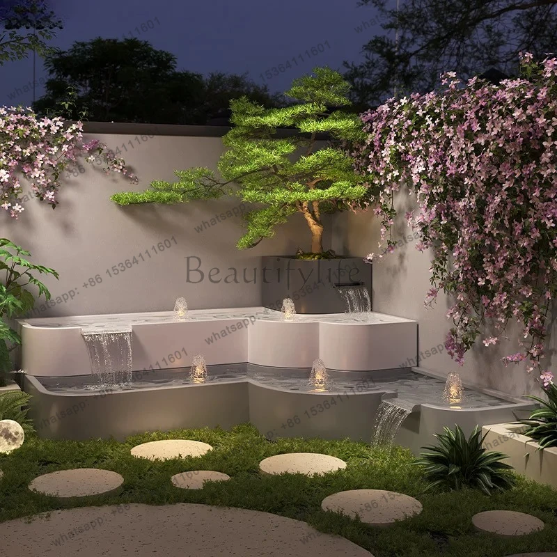 Courtyard Water Feature Wall Landscape Waterfall Ornament Outdoor Villa Courtyard Fountain Garden