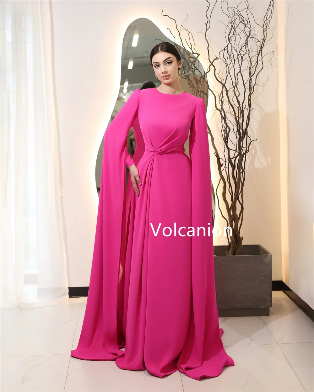 تخصيص جيرسي الطية ألف خط س الرقبة فساتين طويلة مناسبة مخصصة حفلة موسيقية مساء أنيقة بسيطة مطابقة