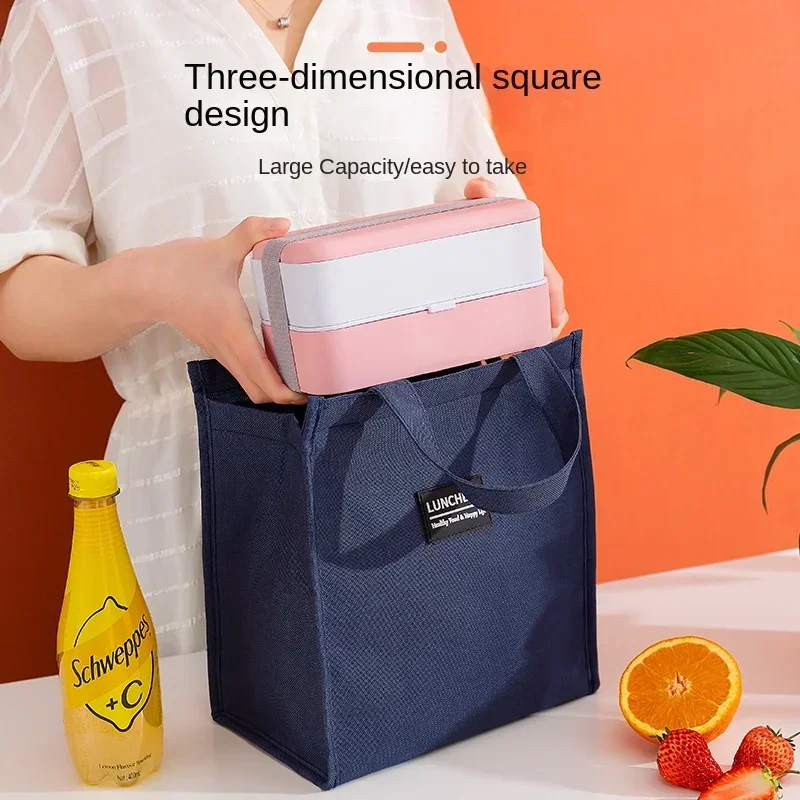 Tote Grey Blue Pink Food Container Bag Convenient Oxford Lunch Bags Fresh Cooler Pouch Portable for Office Students Lunch Box